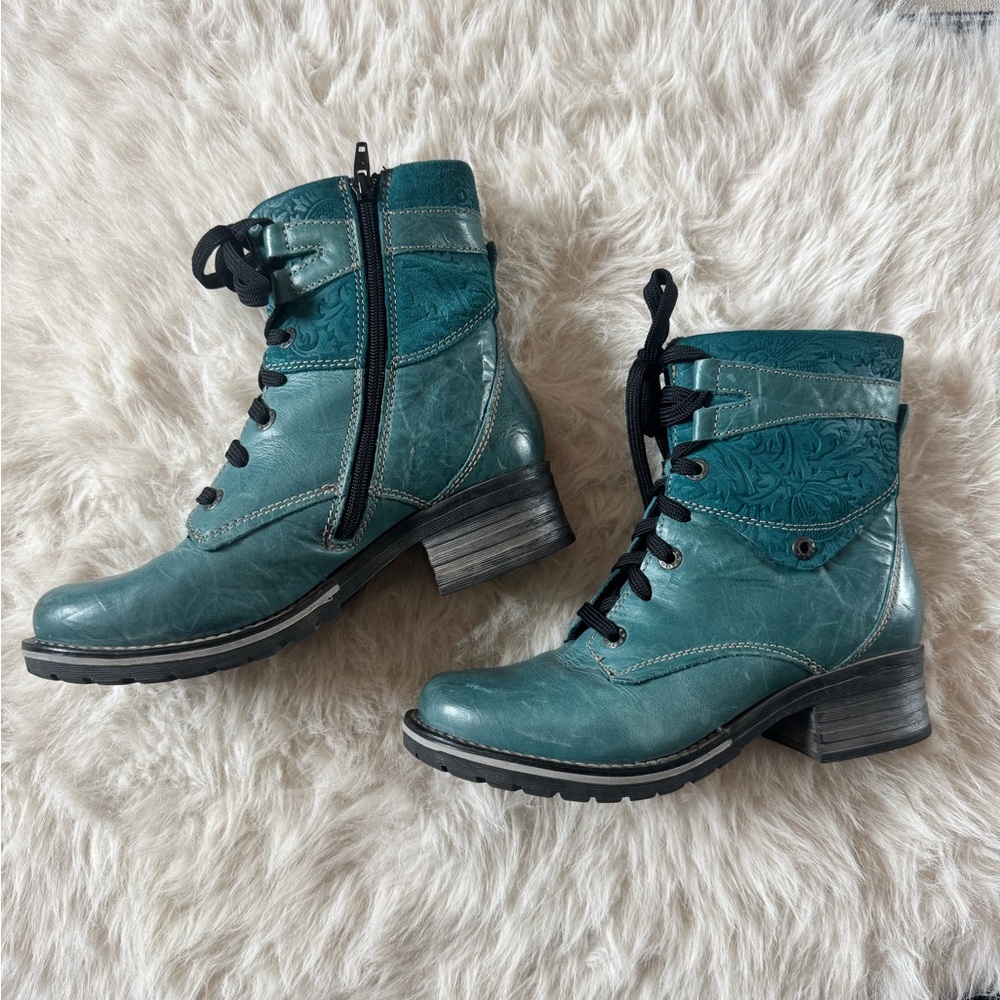 Dromedaris Women's Leather Teal Ankle Boots 39